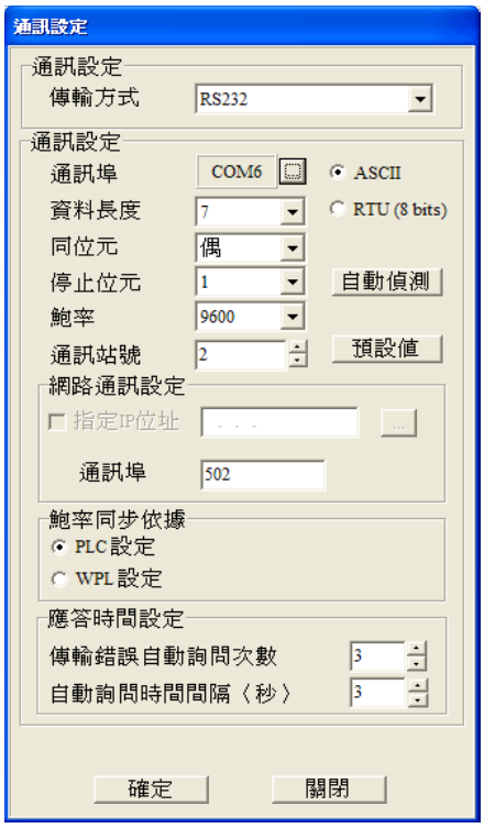 通信設(shè)置：依所需的通訊方式進(jìn)行設(shè)定。